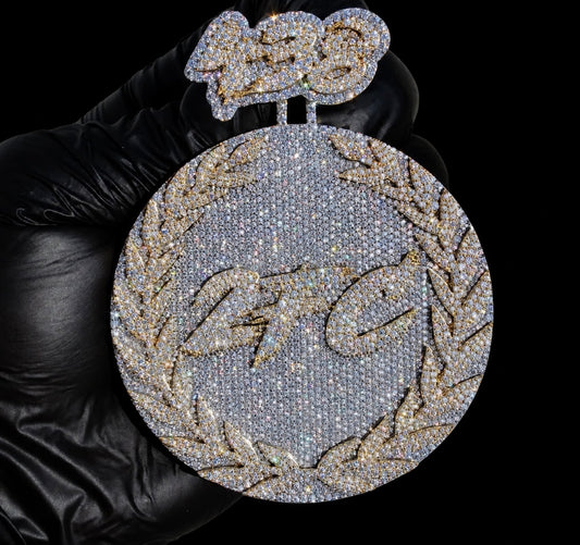Custom Name Round Pendant: Two Toned Gold Plated