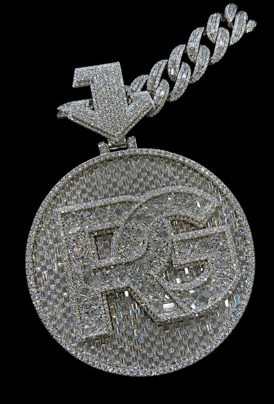 GRA Certified Custom Mosaic Setting Pendant w/ Outer Emerald Cut Diamonds